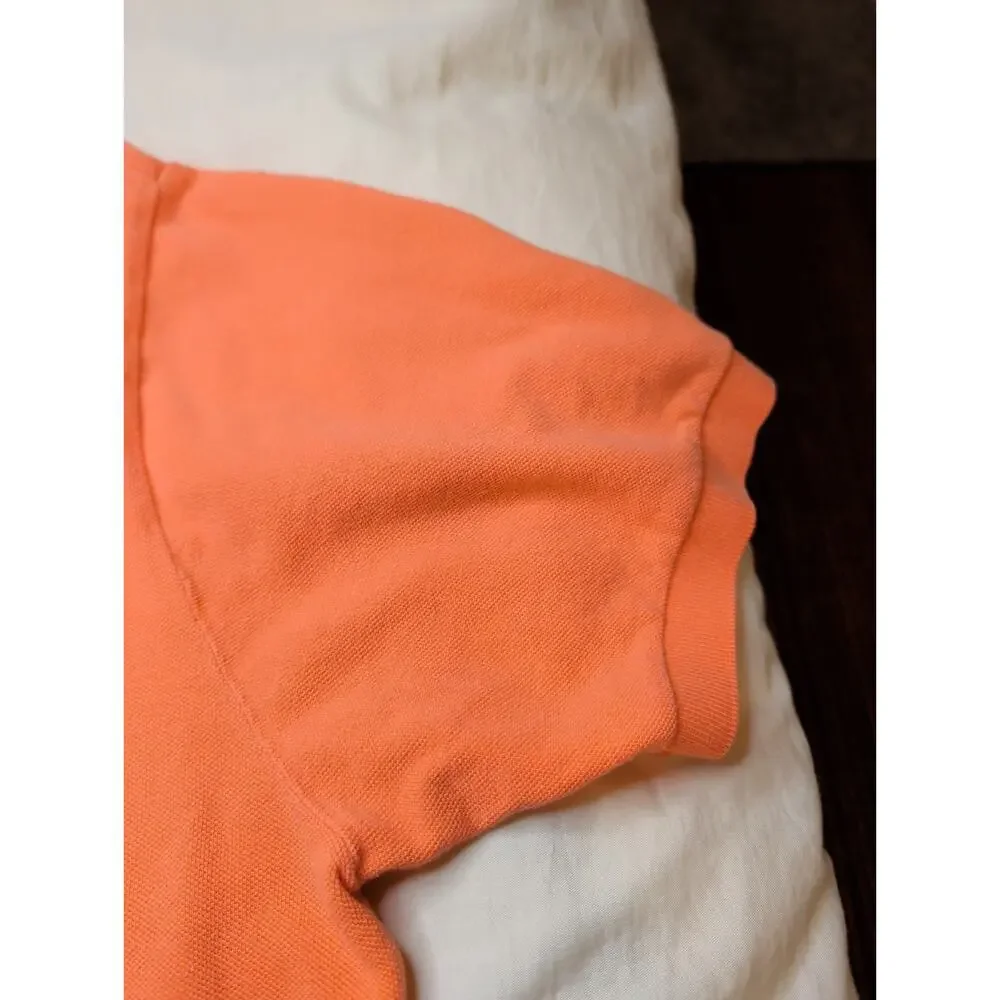 Polo Ralph Lauren Men's Polo Shirt Orange Short Sleeve Blue Pony Cotton Mesh XL
